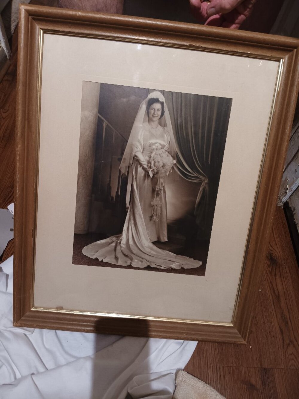 Wooden Frame w/ Glass & Matting..WEdding photo